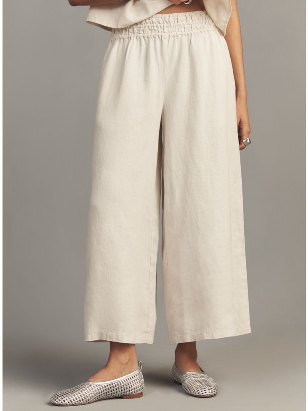 Anthropologie Somerset Linen Pull-On Pants; Size MP; Natural sand cream color